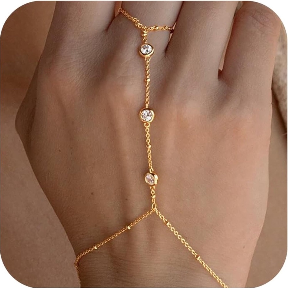Elegant Gold Hand Chain Bracelet